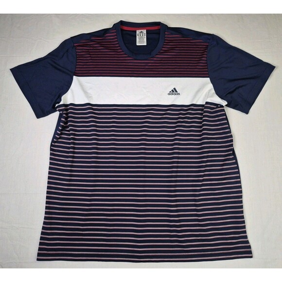 adidas Other - Adidas Shirt Climalite Men's Size 2XL Blue Red White Stripe Colorblock XXL